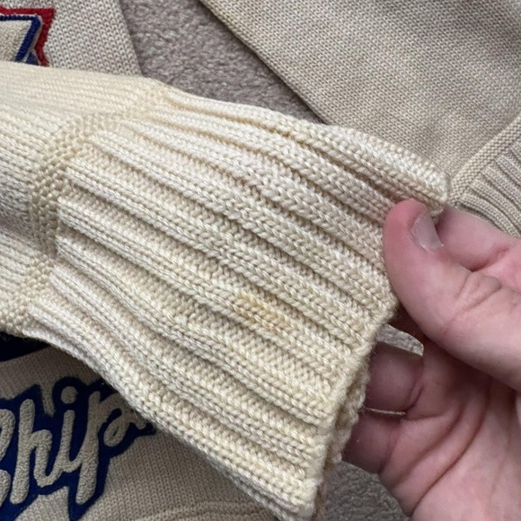 Vintage Falcons Letterman Sweater Mens Medium Cardigan Blue Chenille Patches 60s - Picture 16 of 16